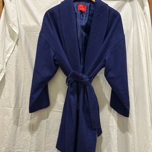 Narcissi Rodriguez Belted Wool-Blend  Coat, Blue, Sz L
